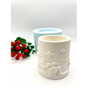 Hediye Paketli Saksı / Kalemlik Silikon Kalıp